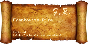 Frankovits Riza névjegykártya